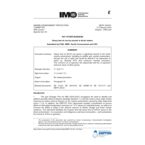 Heavy Fuel Oil Use by Vessels in Arctic Waters