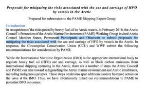Proposals for mitigating the risks associated with the use and carriage of HFO by vessels in the Arctic