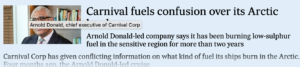 Carnival fuels confusion over its Arctic bunkers