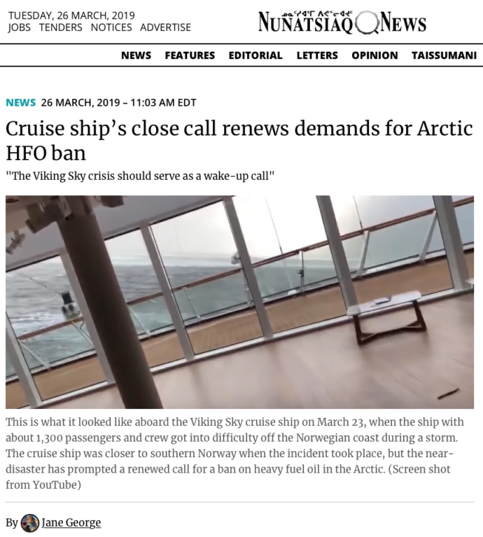 Cruise Ship's close call renews demands for Arctic HFO ban