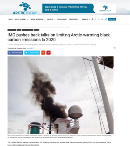 Shipping agency pushes back talks on limiting Arctic-warming soot