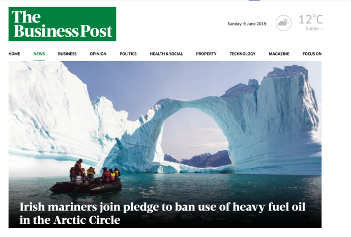 "Irish mariners join pledge to ban use of heavy fuel oil in the Arctic Circle "