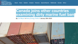 Canada joins other countries examining dirty marine fuel ban