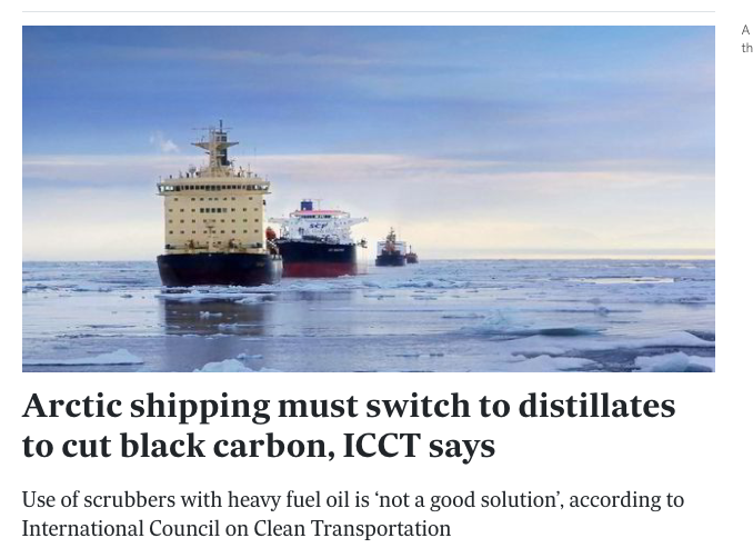 Arctic shipping must switch to distillates to cut black carbon, ICCT says